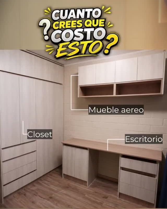 Closet con escritorio y mueble aéreo — Moblix, muebles a medida