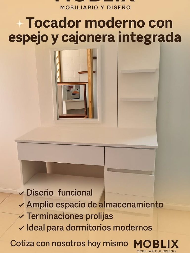 Tocador con espejo corredizo y vitrinas, Coquimbo
